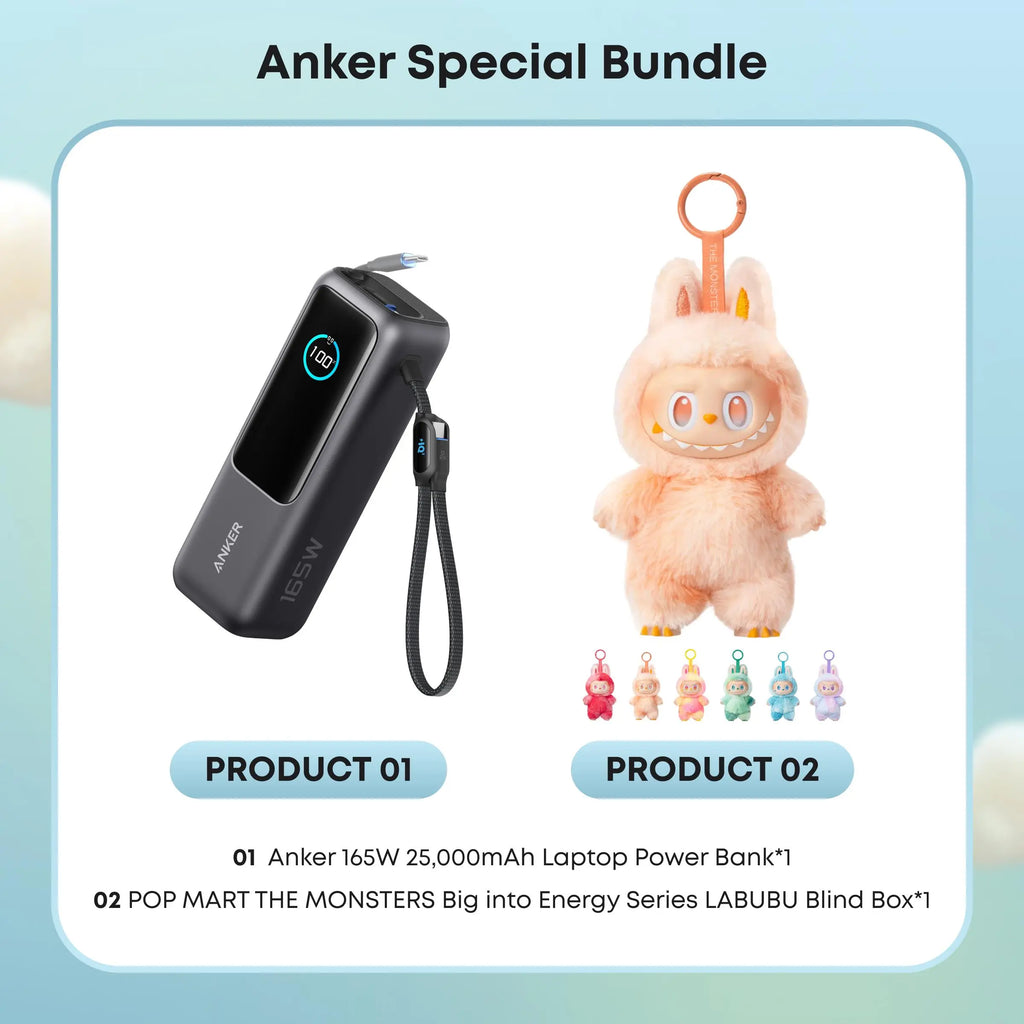 【Power Bank】Anker 165W 25,000Mah Laptop Power Bank, Portable Charger with Built-In Retractable USB-C Cable, 4-Device Fast Charging Battery Pack for Travel and Work,Summerwins,Fathersdaygift,#Dealsforyoudays